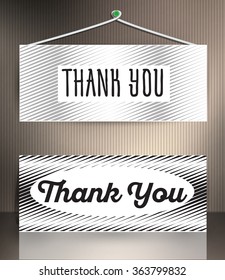 Thank you - vector typography. Thank you - vector minimalist design, graphic style. Thank you - graphic signboard in a realistic style.