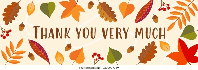 Thank you very much. Autumnal thank you card with leaves, acorns and berries.