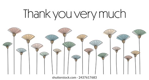 Thank you very much. Thank you banner with modern abstract flowers in pastel colors.