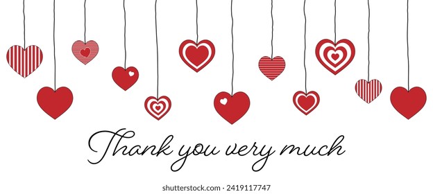 Thank you very much. Thank you card with red and white hearts.