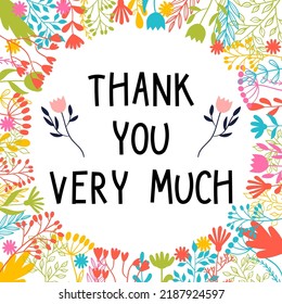 Thank you very much. Inspirational and motivating phrase. Quote, slogan. Lettering design for poster, banner, postcard. Vector illustration