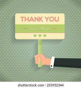 Thank You Very Much Lettering Card Hold Hands Vector Design