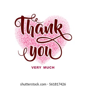 Thank you very much. Lettering composition on the background of a red heart. 
Vector design.