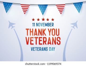 Thank you Veterans background. Vector illustration for veterans day 11 November national holiday in the us
