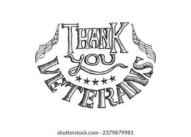 Thank You Veterans Day Hand Drawn
