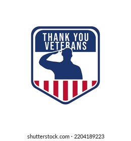 Thank you veterans day with soldier silhouette design template for holiday on 11 November perfect for posters and flyers