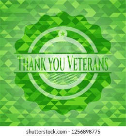 Thank you Veterans green emblem with mosaic background