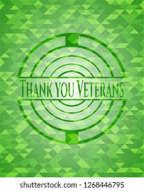 Thank you Veterans green emblem. Mosaic background