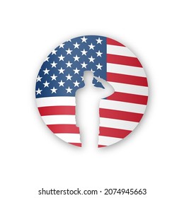 Thank you Veterans - Honoring all who served vector illustration. USA flag waving on white background. Veterans day card.