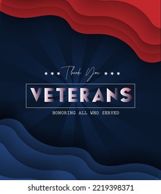 Thank you, Veterans - For honoring all who served. November 11  with the American flag. Poster design vector illustration.