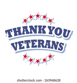 thank you veterans logo isolated on white background vector illustration