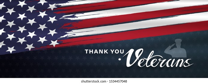 Thank you veterans, November 11, honoring all who served, posters, modern brush design vector illustration
