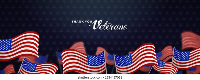 Thank you veterans, November 11, honoring all who served, posters, modern brush design vector illustration