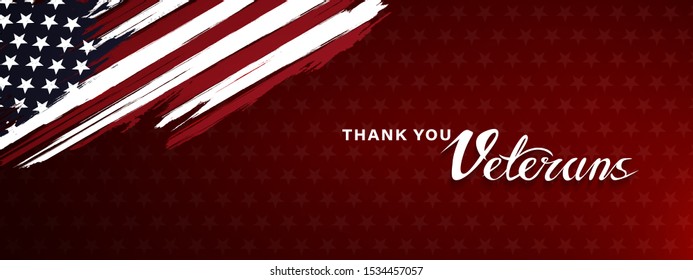 Thank you veterans, November 11, honoring all who served, posters, modern brush design vector illustration