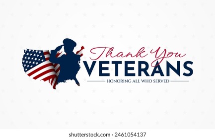 Thank you veterans, November 11, honoring all who served, American flags background vector illustration 