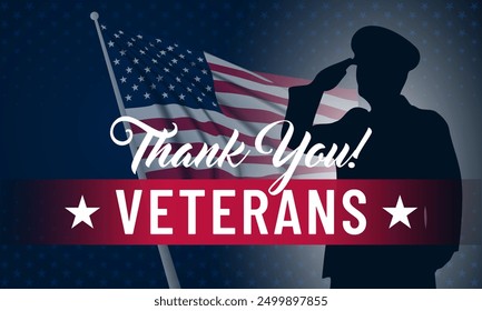 Thank you veterans, November 11, honoring all who served, American flags background vector illustration 