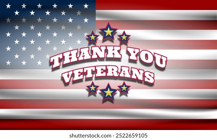 Thank you veterans, November 11, honoring all who served, American flags background vector illustration 