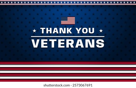 Thank you veterans, November 11, honoring all who served, American flags background vector illustration