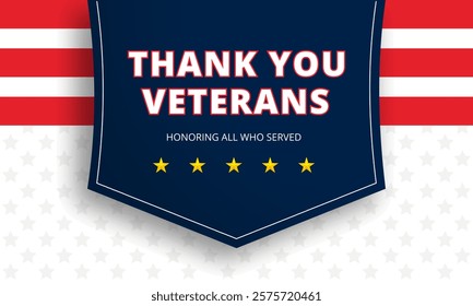 Thank you veterans, November 11, honoring all who served, Stars and stripes background vector illustration