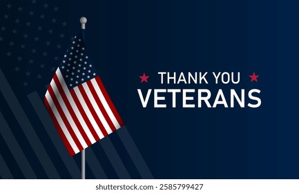 Thank you veterans, November 11, honoring all who served, American flags background vector illustration