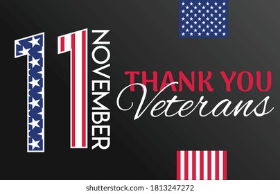 Thank you veterans. November 11th, United state of America, U.S.A veterans day design.