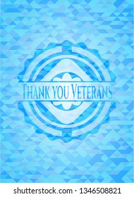 Thank You Veterans Realistic Light Blue Mosaic Emblem