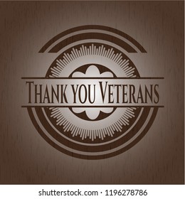Thank you Veterans retro wooden emblem