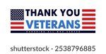 Thank You Veterans typography_banner. Honoring all who served, creative poster design with US flag. Veterans Day USA, vector illustration