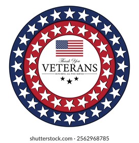 Thank You Veterans USA. Holiday concept. Template for background, banner, card, poster with text inscription