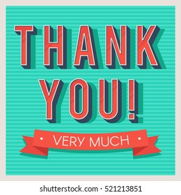 Thank you vintage card. Retro style color vector illustration for web banner design or print poster