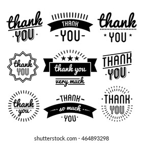 Thank you vintage label set. Vector Illustration.