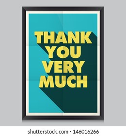 Thank you, vintage retro poster background with paper texture, frame and colors editable.  