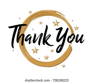 Thank You - Vintage Typography - Grunge, Handwritten vector illustration, brush pen lettering, for greeting