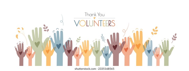 Thank You Volunteers banner. Flat vector illustration. 