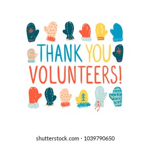 Thank you volunteers! Greeting card for employees of the maintenance of events at the ski resort