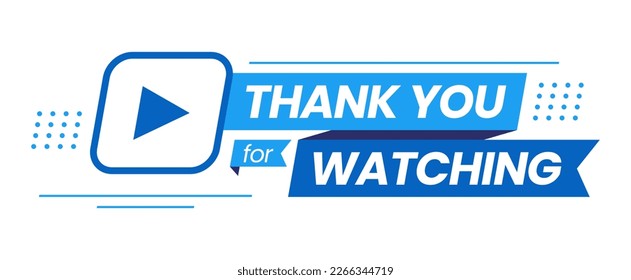 Thank You for Watching Banner text With Blue Ribbon and Video Icon. Modern and Minimalist. Template for Typography, Outro, Video, Postcard, Poster, Print, Sticker, Web. Vector Illustration Eps svg
