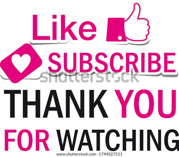 Thank You Watching Please Like Subscribe Stock Vector Royalty Free