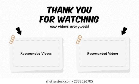Thank you for watching school education theme with doodle school supply drawing background for outro video channel with recommendation video endscreen design template svg