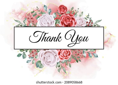 Thank You Watercolor Rose Template Card Stock Vector (Royalty Free ...