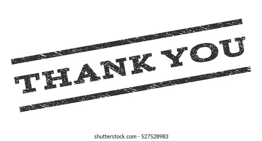 Thank You watermark stamp. Text caption between parallel lines with grunge design style. Rubber seal stamp with dust texture. Vector gray color ink imprint on a white background.