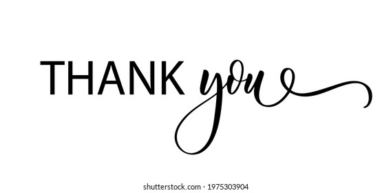 Thank you. Wavy elegant calligraphy spelling for decor