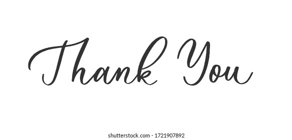 Thank you - wedding calligraphic inscription  with  smooth lines.