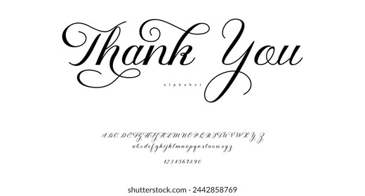 thank you wedding card alphabet font
