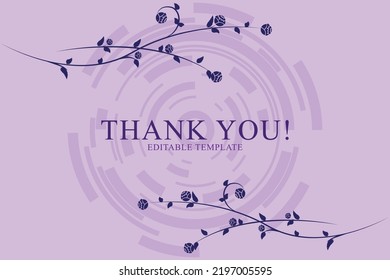 Thank you wedding card template with beautiful graphic elements