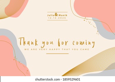 Thank you wedding card vector template 