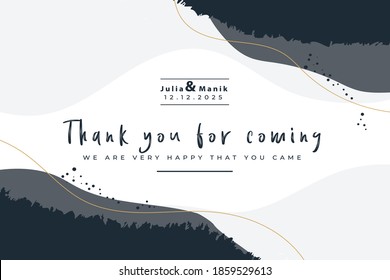 Thank you wedding card vector template 