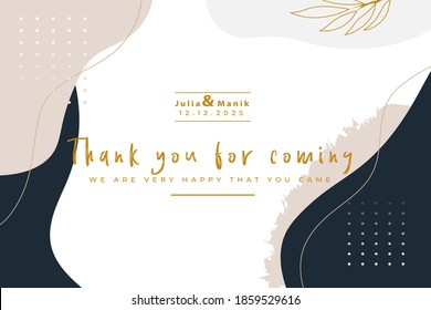 Thank you wedding card vector template 