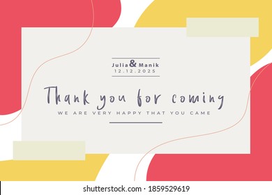 Thank you wedding card vector template 