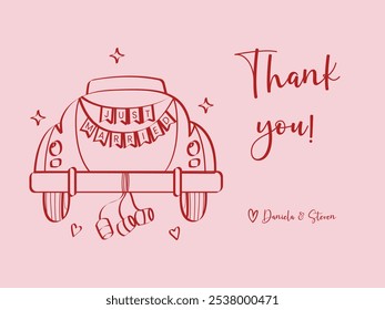 Thank you Wedding card Vector Illustration