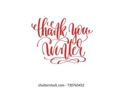 thank you winter hand lettering holiday inscription to christmas and new year celebration, calligraphy vector illustration